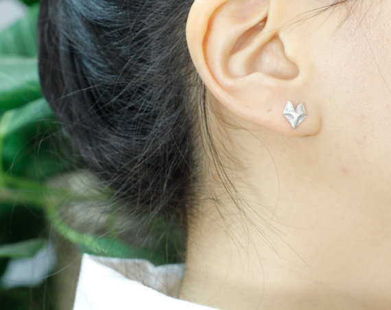 10Pair Gold Silver Dainty Tiny Fox Stud Earrings Cute Cat Head Face Earring Studs Animal Jewelry for women