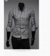 Wholesale- Slim Fit Fashion Male Casual Dress Sobretudo Sociais Vetement Camisa Masculina Social Homme Chemise Hombre Men Shirt S129