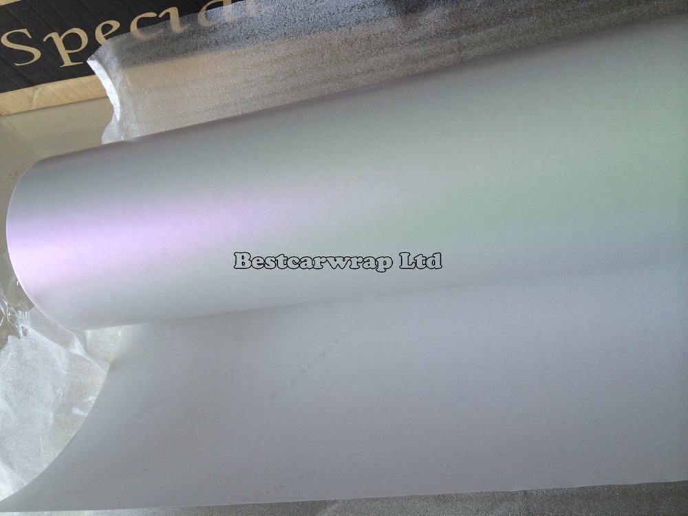 Satin Pearl Matt white Vinyl wrap Pearl Chameleon white - Purple Car wrap Film with air release Pearl white Matte Film 1.52*20m/5x67ft Rol