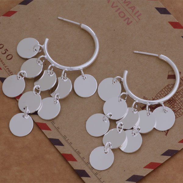 Fashion (Jewelry Manufacturer) 20 pcs a lot Hanging 9 discs earrings 925 sterling silver jewelry factory price Fashion Shine Earrings
