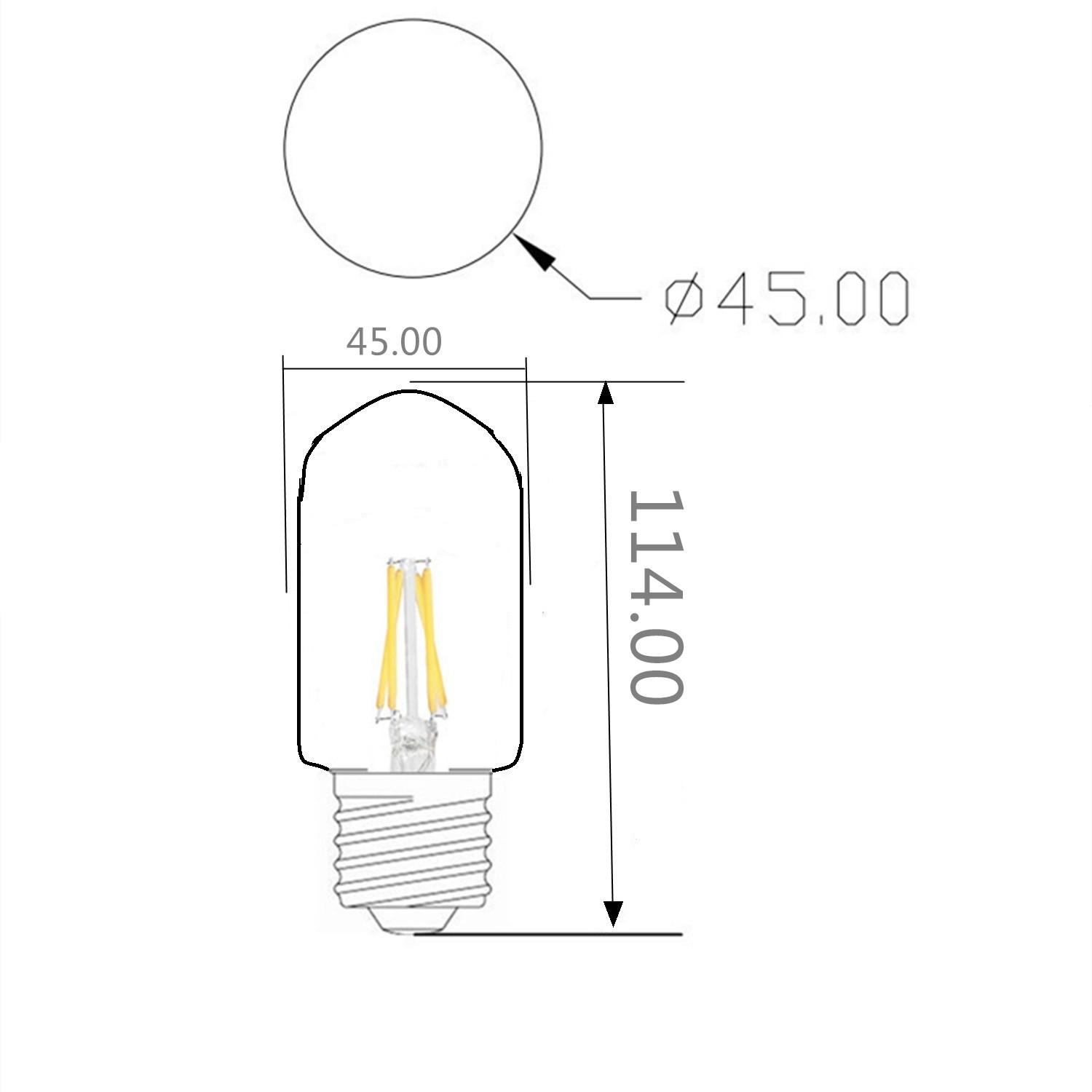 Dimmable T45 LED Edison Bulb led filament bulb 2W 4W 6W 8W 110lm/w directly factory wholesale