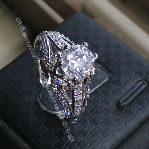 5-10 Size 1.5ct Topaz Engagement Ring in 10kt White Gold Filled, Mother's Day Gift