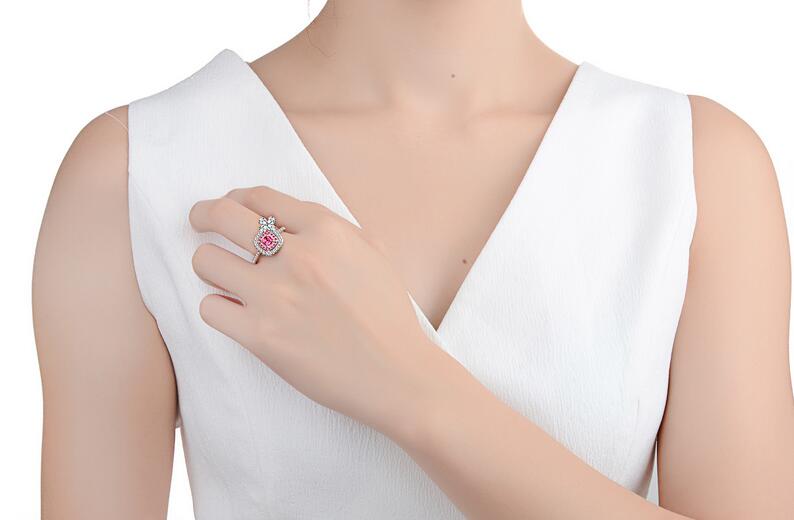 Sterg Sier Pink Topaz CZ Dia Party Ring | Bow wer Design for Women 4d36