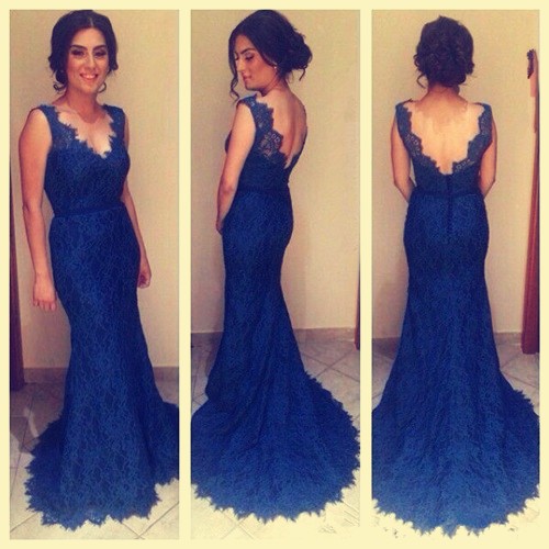 Mermaid Royal Blue Long Evening Dresses 2016 V Neck Sweep Train Vestidos de Festa Lace Formal Prom Party Gowns, Coral
Mermaid Royal Blue Long Evening Dresses 2016 V Neck Sweep Train Vestidos de Festa Lace Formal Prom Party Gowns, Coral