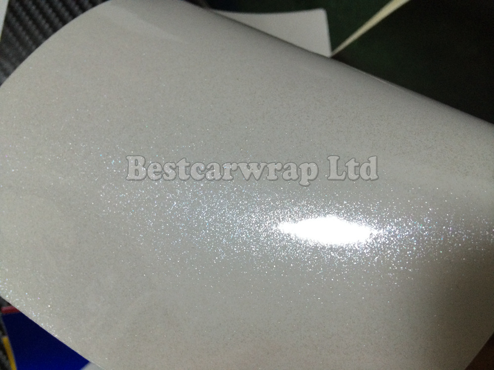 Glossy Metallic White vinyl wrap Car Wrap Film With Air release Sparkle pearlescent white car wrapping Foil styling Size 1.52*20M/Roll