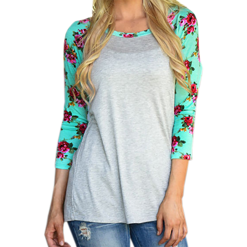 Female Autumn Striped Floral Printed T Shirts 2017 Women Casual Slim Fit T Shirt Femme Plus Size Tops T Shirt Flower Tee GV848 q171122