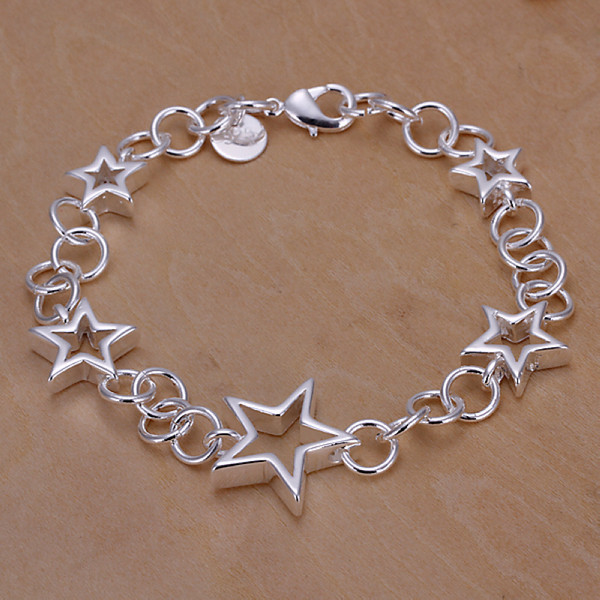 Hot sale best gift 925 silver Five empty stars bracelet DFMCH178,Brand new fashion 925 sterling silver plate Chain link bracelets high grade