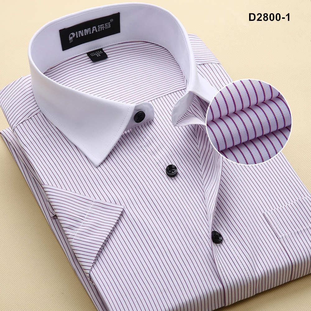 Wholesale- New Arrival Brand Men's Striped Shirts Casual Social Business Formal Shirt High Quality Short Sleeve Dress Shirt For Men