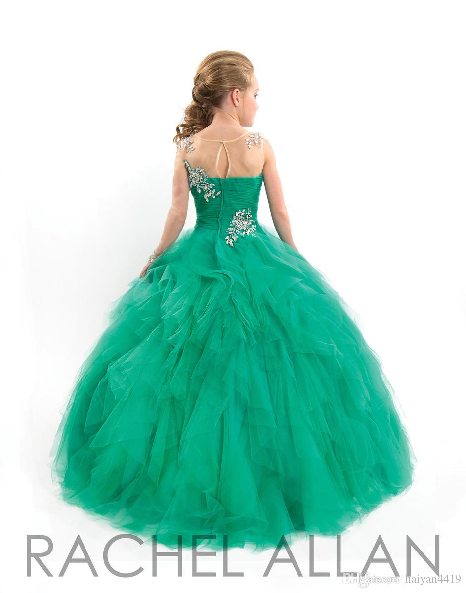 Rachel Allan Girls Pageant Dresses For Teens Illusion Neck Long Sleeve Beades Ruffles Or Length Size Party Children Wer Girl Gowns 6660306