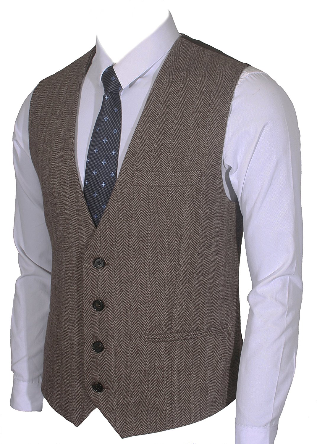 2019 Country Groom Vests Farm Wool Herringbone Tweed Vests Custom Made British Style Groom Vest Slim Fit Mens Suit Vest Waistcoat Dress