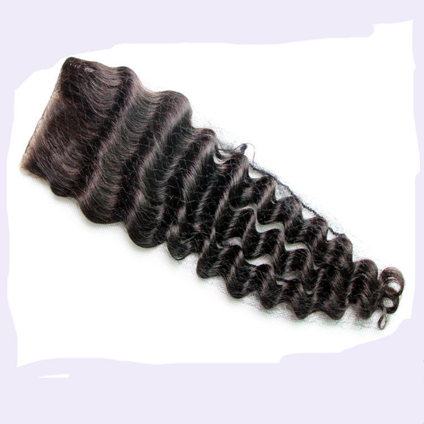 Free shipping Deep Wave 4x4 Top Lace Closure 100% Human Hair Natural Hairline Pre Plucked Closures
