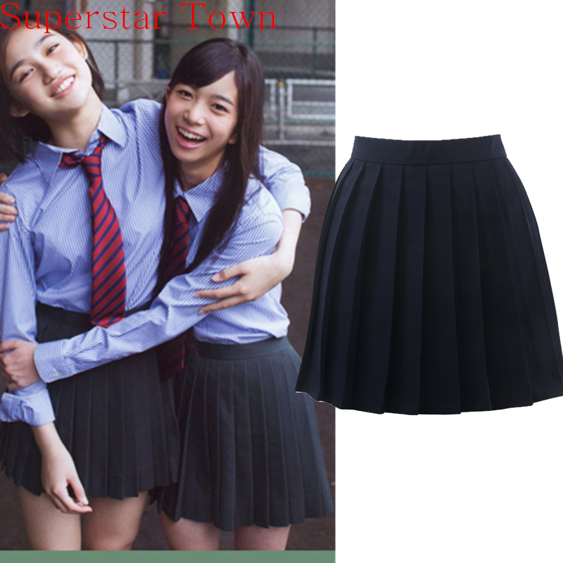 Wholesale- Japan School Girls Uniform Solid Pleated Mini Skirt Cheerleader Sailor Cos Lolita Skirt Women Saias Vestidos, Black
Wholesale- Japan School Girls Uniform Solid Pleated Mini Skirt Cheerleader Sailor Cos Lolita Skirt Women Saias Vestidos, Black