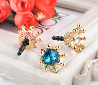 

Dust Plug Crown Cover Headset Baroque Golden Phone Accessories Dust-proof Earphone Crystal Anti Ear Cap for iPhone 6 5 5S 4 4S Samsung HTC