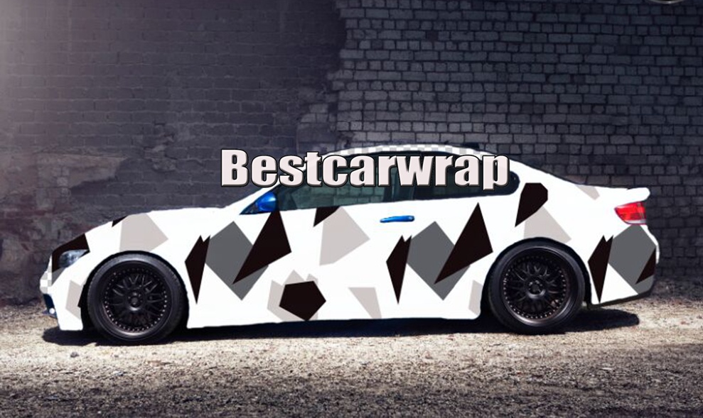 Large balck white Pixel Camoulfage vinyl car wrapping film arctic Camo Film for Vehicle covering styling with Air Free size 1.52x30m/5x98ft