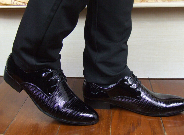new spring autumn men leather shoes pointed toe patent business casual leather shoes lace up oxfords shoes