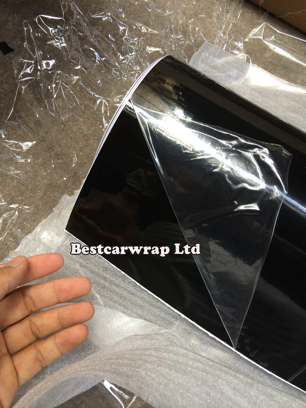 Roof Wrap 3 Layers Ultra Glossy Vinyl Air Bubble Free High Gloss Black Car Wrap Film Shiny Sticker Size 1.35x15m/Roll