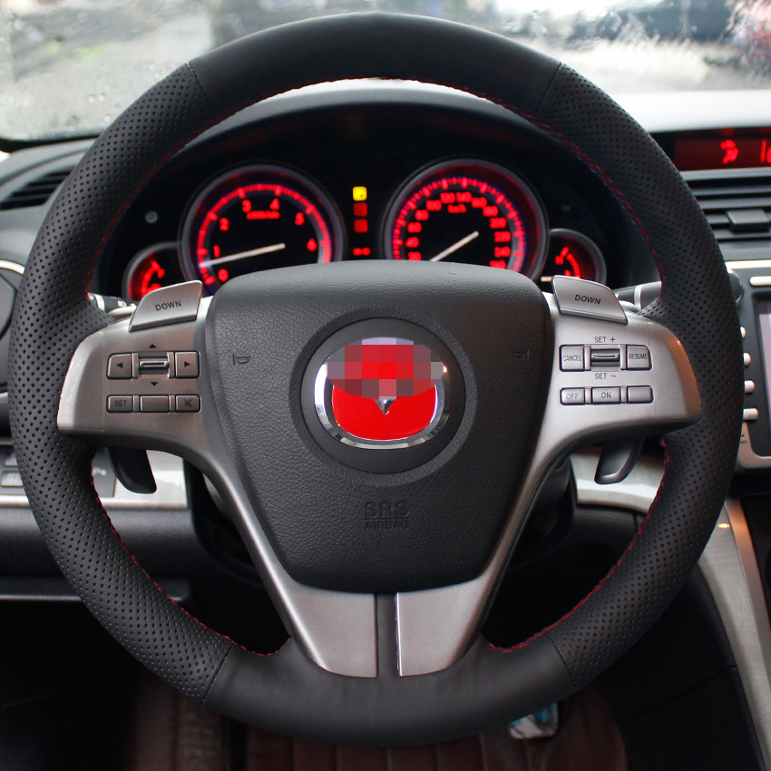Steering wheel cover Case for Mazda 6 zoom-zoom evolution Genuine leather DIY Hand-stitch Car styling Anti-slip