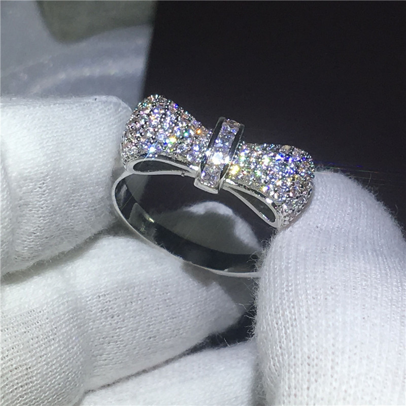 Infinity Jewelry Women Engagement wedding band ring for women bowknot Style 5A zircon crystal 925 Sterling silver Bridal rings