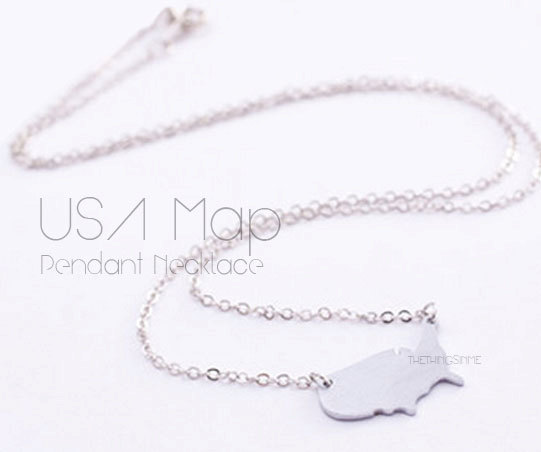 10PCS Outline United States Map Necklace USA Silhouette Map Necklace Geometric America Country Nation Necklace for earth