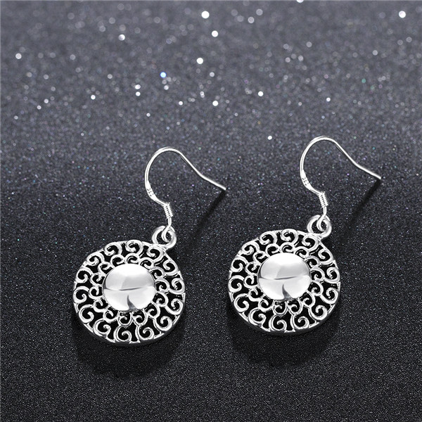 Brand new sterling silver Pierced earrings round DFMSE657,women's 925 silver Dangle Chandelier earrings 10 pair a lot factory direct