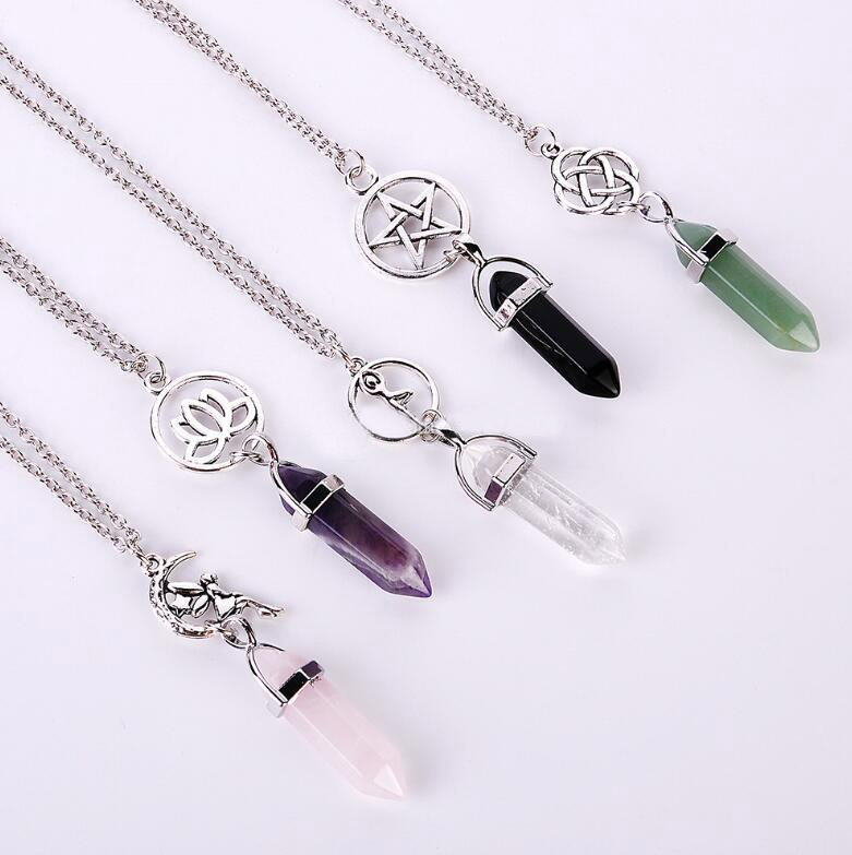 Fashion Star/Lotus Hexagonal Prism Necklaces Gemstone Rock Natural Crystal Quartz Healing Point Chakra Stone Long Charms Women Necklace
Fashion Star/Lotus Hexagonal Prism Necklaces Gemstone Rock Natural Crystal Quartz Healing Point Chakra Stone Long Charms Women Necklace