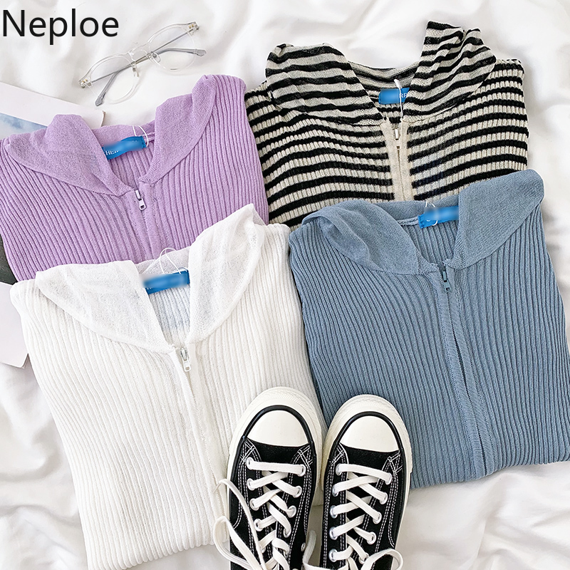 Neploe Summer Knitted Suncreen Cardigan Coat 2020 New Thin Long Sleeve Zipper Hooded Jacket Korean Slim Women Outwear 4B703, Blue
Neploe Summer Knitted Suncreen Cardigan Coat 2020 New Thin Long Sleeve Zipper Hooded Jacket Korean Slim Women Outwear 4B703, Blue