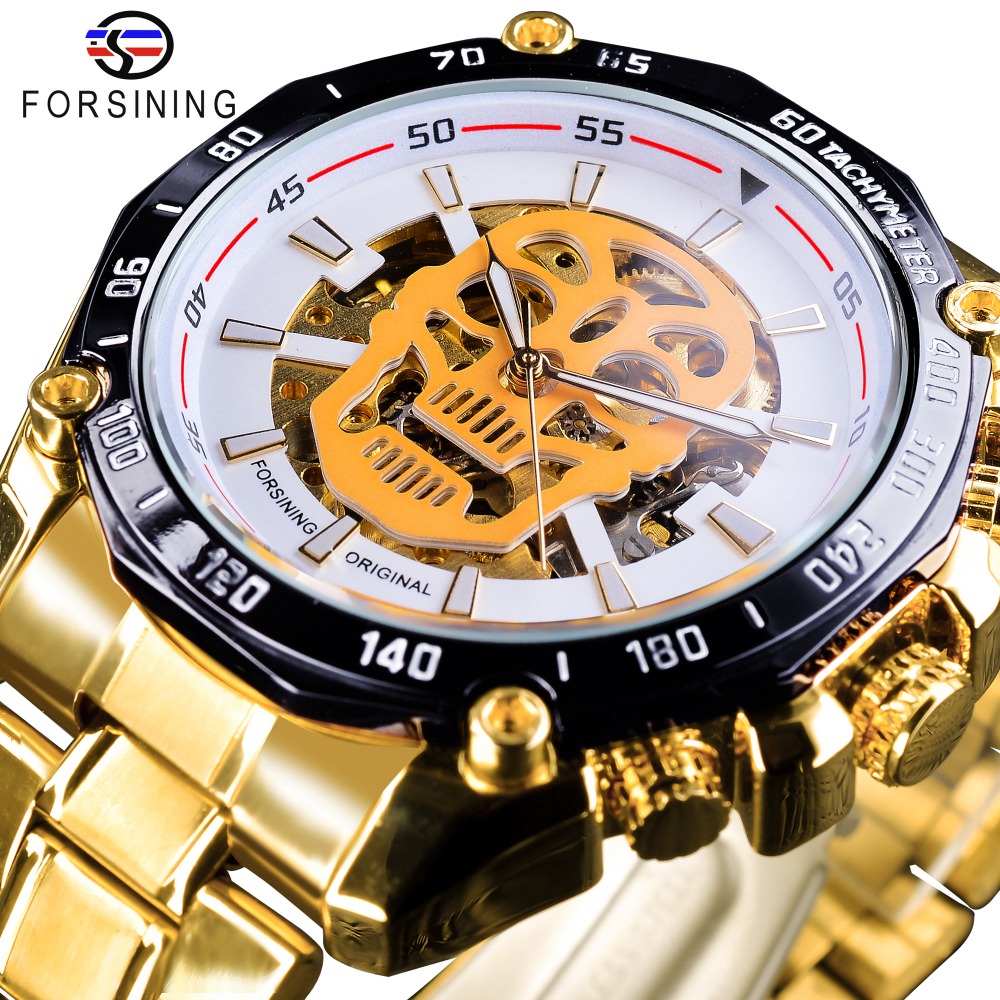 Forsining 2018 White Dial Fashion Skull Design Golden Skeleton Clock Luminous Hands Men's Automatic Watches Top Brand Luxury, Black
Forsining 2018 White Dial Fashion Skull Design Golden Skeleton Clock Luminous Hands Men's Automatic Watches Top Brand Luxury, Black