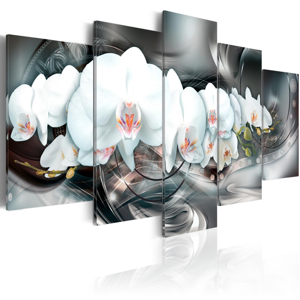 ( No Frame ) Abstract Flower Canvas Art Print Modern Orchid Floral Wall Painting Home Decoration Gift for Love, Choose Color & Size