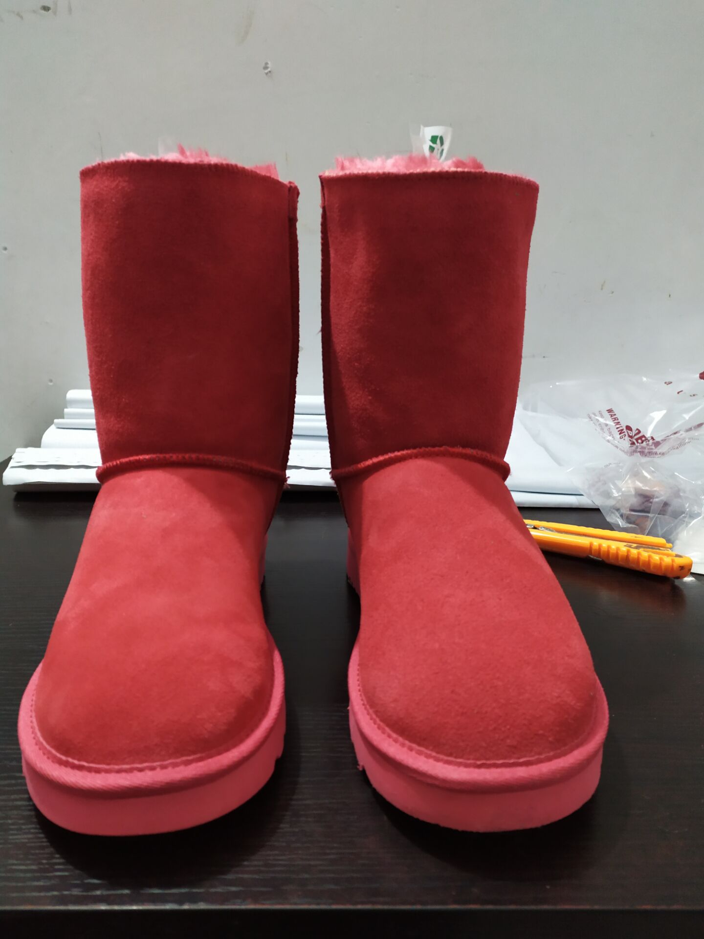 women genuine leather shoes tall winter Half boots real cowskin leather Bailey women kids bailey bow ankle snow boots