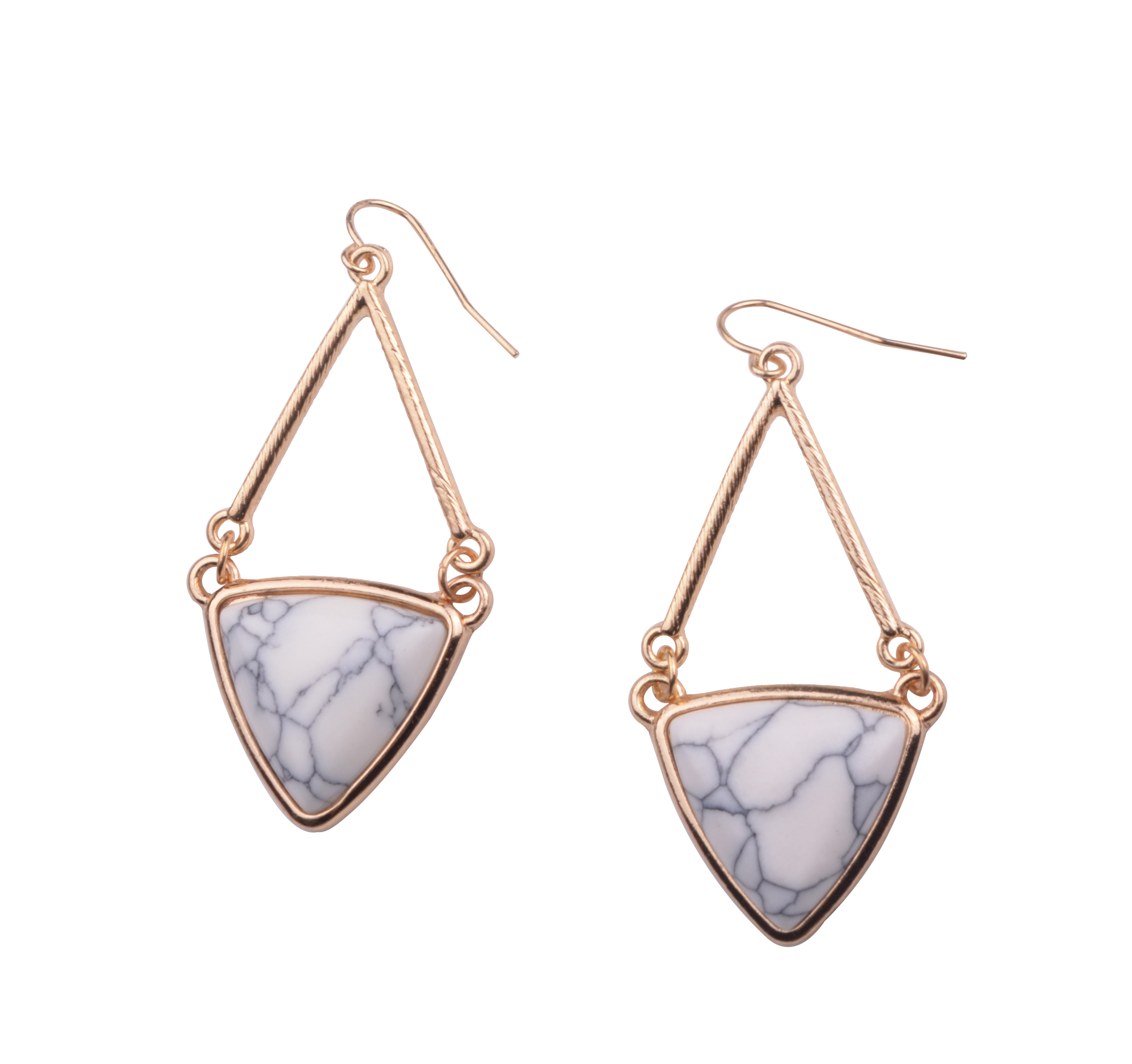 Gold metal green pine white pine natural stone stainless steel fashion exquisite geometric earrings female earringGeometric Golden Bar Dance
