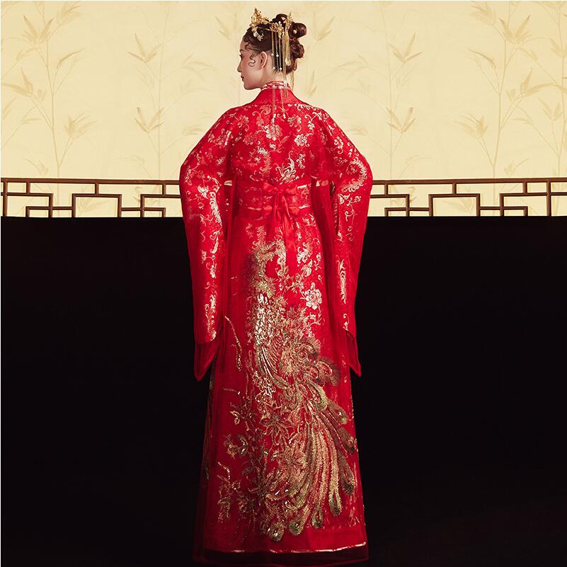 Standard Ancient China Tang Dynasty Chinese style Hanfu Wedding Gown Red Clothing Women Bride Phoenix Dress Men Groom Dragon Robe