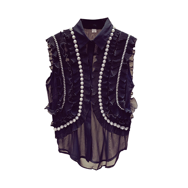 2020 New Summer shirt fashion Casual Off Shoulder Ruffles Blouse Women Lapel Sleeveless Pearl Oversize Shirt Female Spring Top, White
2020 New Summer shirt fashion Casual Off Shoulder Ruffles Blouse Women Lapel Sleeveless Pearl Oversize Shirt Female Spring Top, White