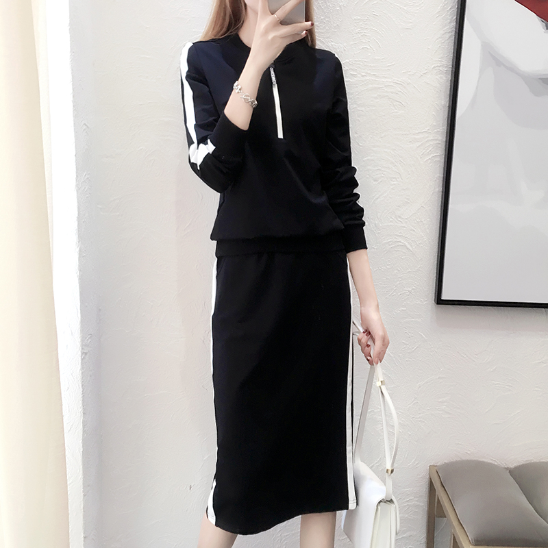 5XL Big size 2018 Fashion Women Long Sleeves Pullover T-shirt + slit Skirts 2 pcs sets Female Casual Suits A434, Black
5XL Big size 2018 Fashion Women Long Sleeves Pullover T-shirt + slit Skirts 2 pcs sets Female Casual Suits A434, Black