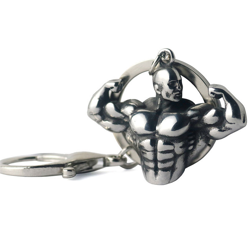 Fashion arm muscles male key chain body-building antique silver key chain