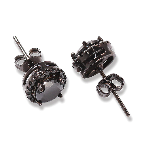 New Fashion White Gold Black Cubic Zirconia Mens and Womens Stud Earrings Hip Hop Round Square Cz Diamond Earring Studs for Couples Bijoux