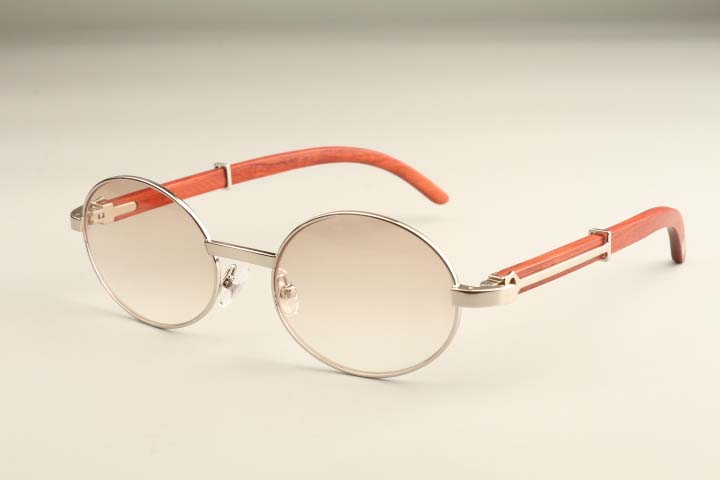 factory direct luxury fashion sunglasses 51551348 simple round ultra light natural wooden temples sunglasses free shipping