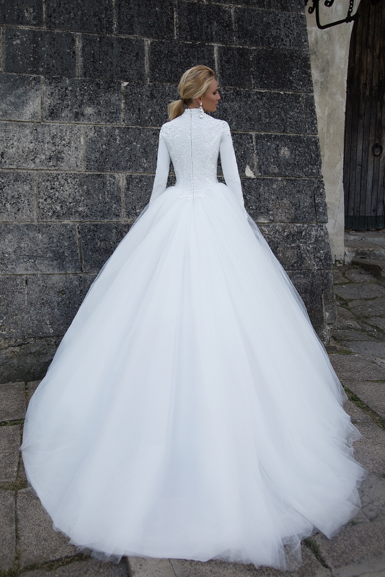 Vintage White Muslim Wedding Dresses with Lace Applique Long Sleeve Tulle Garden Bridal Gowns vestido de novia