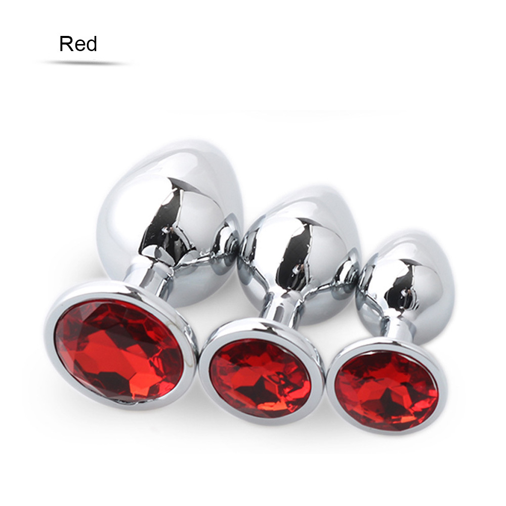 Stainless Steel Metal anal plug 3 piece set diamond anal plug and7-inch spray vibration vibrator woman adult vibrator sex toys Y200422