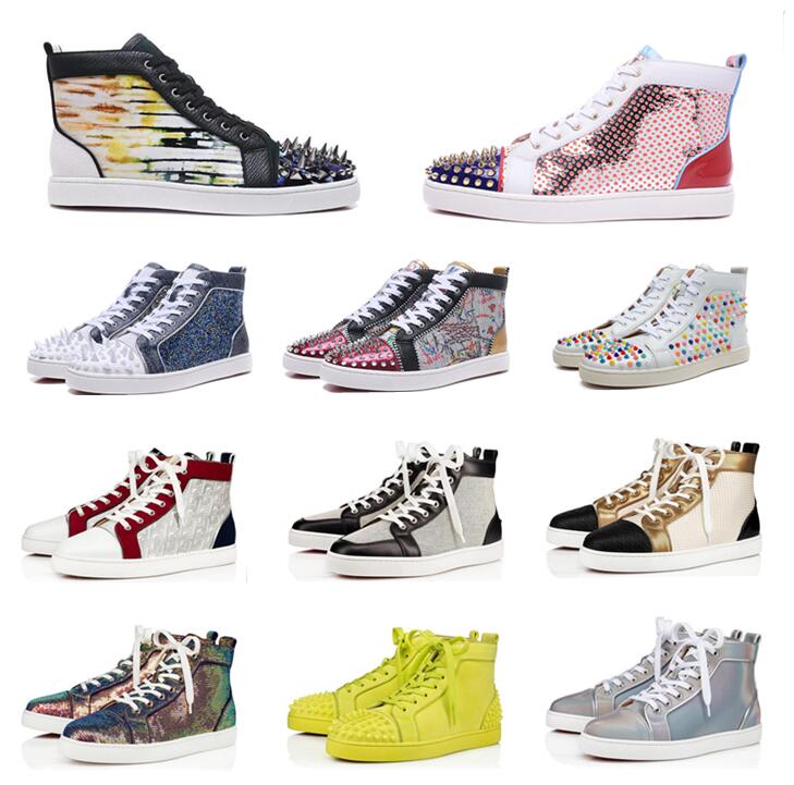 Men Women Casual Shoes High-top fashion classic boots Red Bottom Studded Spikes Fashion Insider Sneakers Black Red White Leather High shoes, 16
Men Women Casual Shoes High-top fashion classic boots Red Bottom Studded Spikes Fashion Insider Sneakers Black Red White Leather High shoes, 16