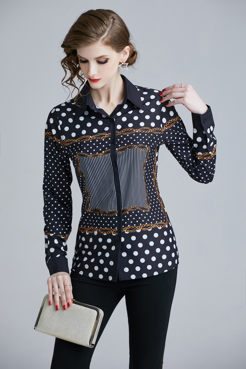 New Arrival 2020 Spring Summer Fall Polka Dot Print Collar Button Front Down Up Long Sleeve Women Casual Office Work OL Top Shirt Blouse, Multi
New Arrival 2020 Spring Summer Fall Polka Dot Print Collar Button Front Down Up Long Sleeve Women Casual Office Work OL Top Shirt Blouse, Multi