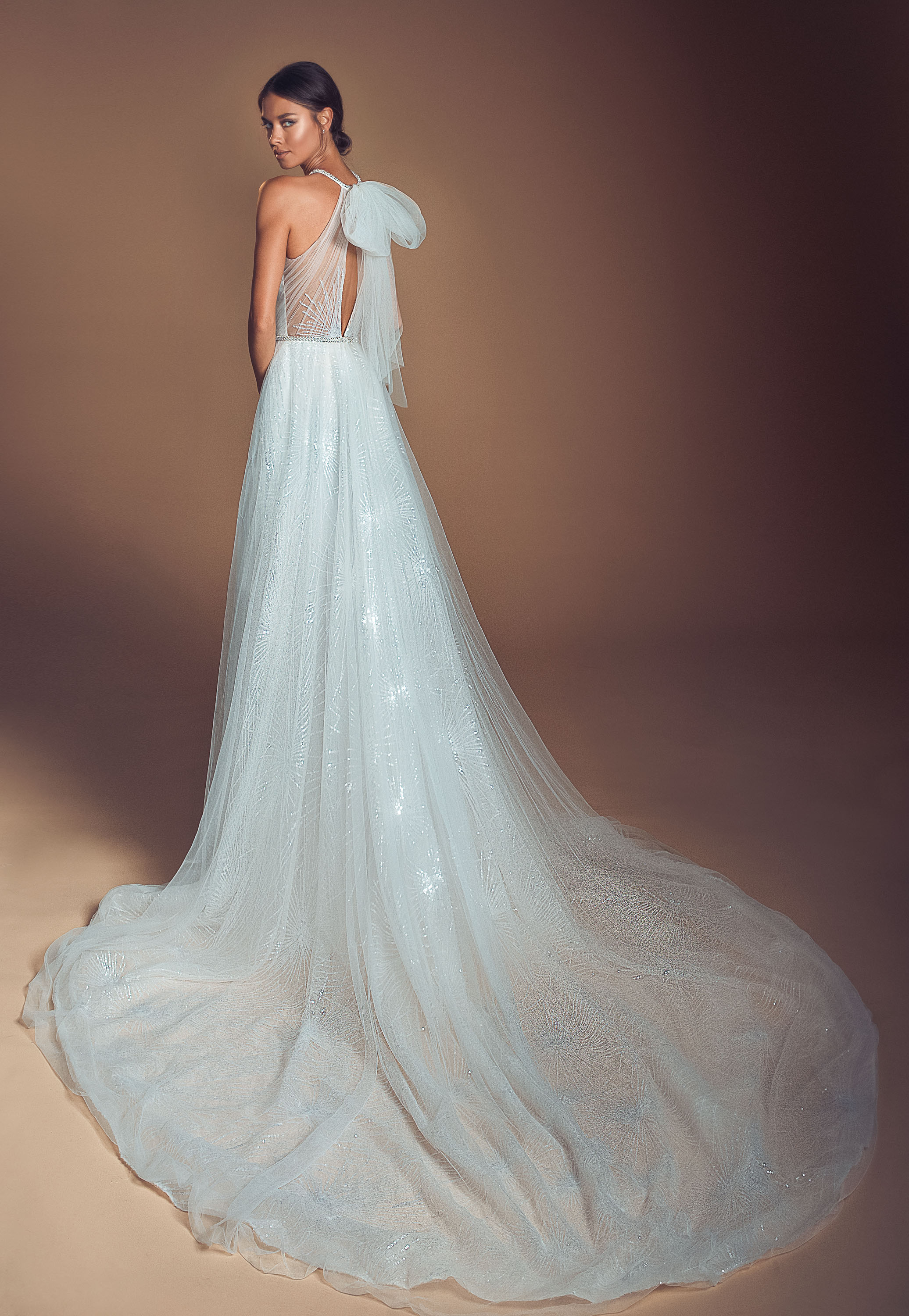 Elihav Sasson Beach Wedding Dresses A Line Jewel Neck Lace Glitter Beads 2019 Boho Wedding Dress Sweep Train Custom Bohemian Bridal Gowns