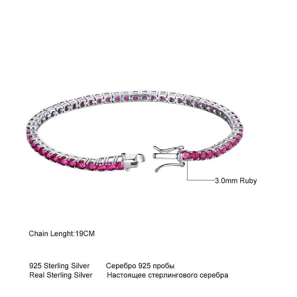 Umcho Rich Color Created Ruby Bracelet For Women 925 Sterling Silver Jewelry January Birthstone Romantic Wedding Fine Jewelry J190612