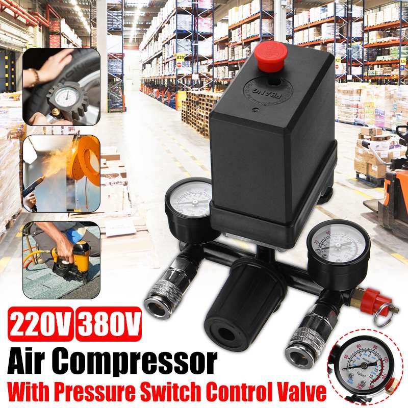 Drillpro 240V/380V AC Regulator Duty Air Compressor Pump Pressure Control Switch Air Pump Control Valve 7.25-125 PSI with Gauge
Drillpro 240V/380V AC Regulator Duty Air Compressor Pump Pressure Control Switch Air Pump Control Valve 7.25-125 PSI with Gauge