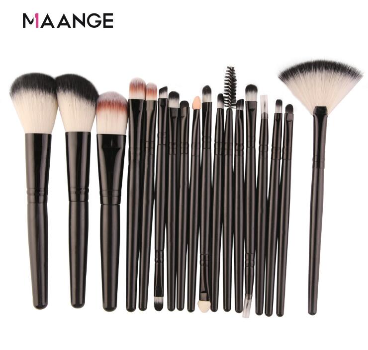 DROP ship MAANGE 18 Pcs Makeup Brushes Set Powder Foundation Blush Eye Shadow Blend Cosmetic Beauty Make Up Brush Tool Kit
