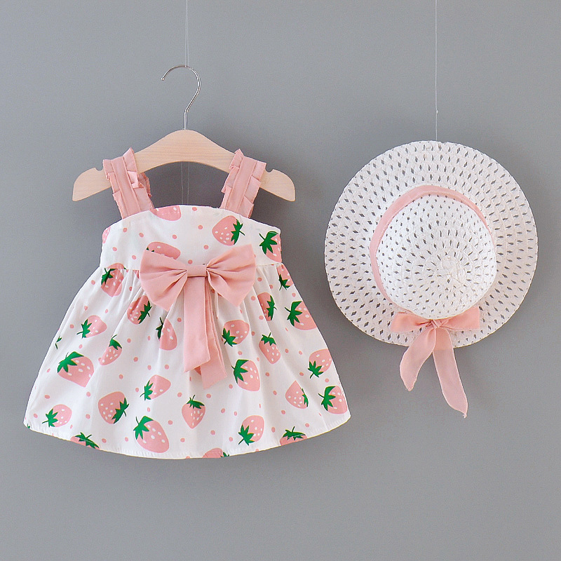 Fashion Strawberry Polka Dot Princess Dress with Cap Children Bow Slip Dress Casual Style Clothes, Pink
Fashion Strawberry Polka Dot Princess Dress with Cap Children Bow Slip Dress Casual Style Clothes, Pink