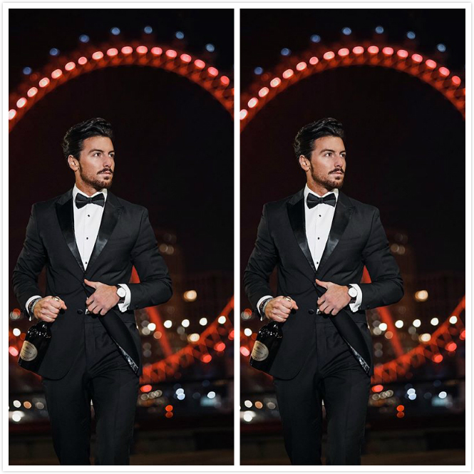 Beach Black Groom Wedding Tuxedos Men Groomsmen Suits Satin Peaked Lapel Slim Fit Prom Party Dinner Blazer Jacket (Jacket+Pants)
