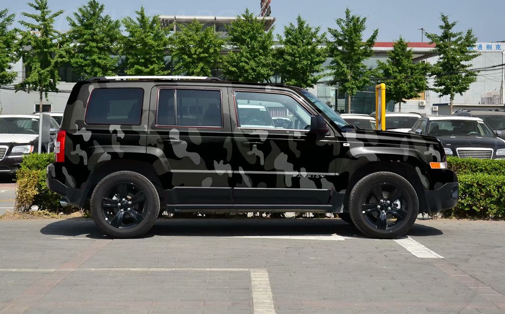 Impressive Large BLACK GRAY Camo Vinyl For Car Wrap With air bubble Free Printed / PAINTED Camouflage covering foil stickers 1.52x30m