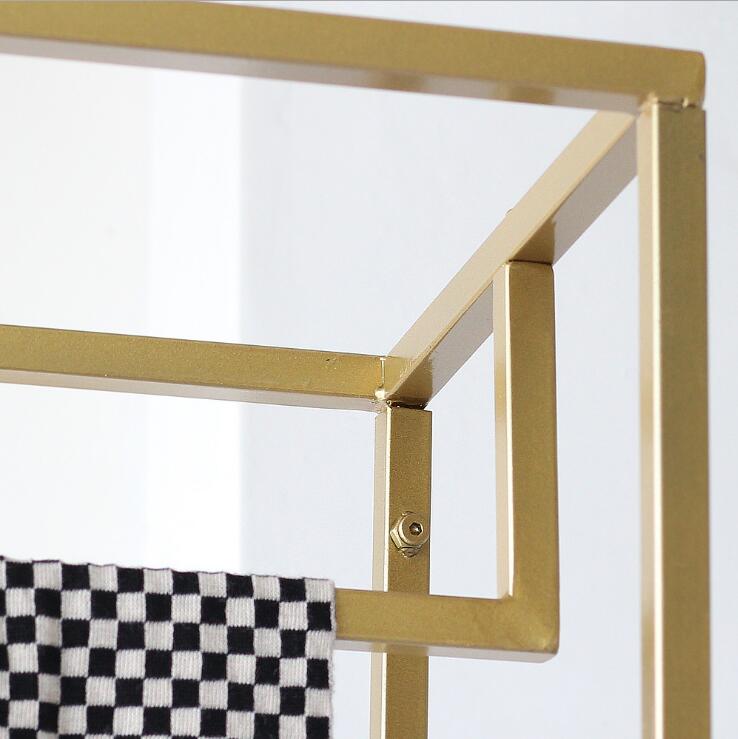 Women's Clothing Shelf Metal hanger Commercial Furniture display rack in cloth shop Golden racks of Shopping Mall Landing