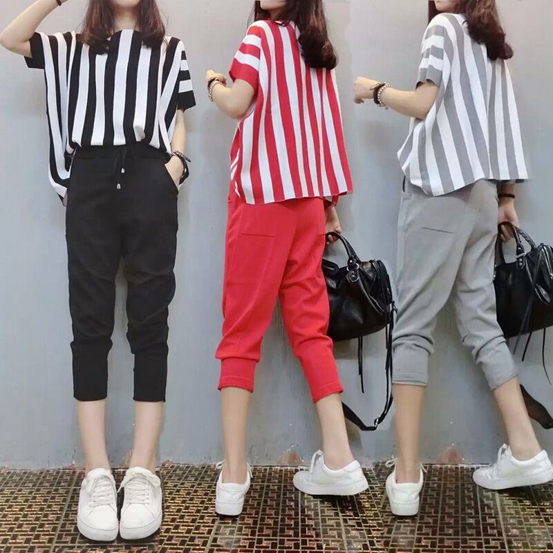 Women's Clothing Set 2020 Summer New Casual O-neck Batwing Short Sleeve Striped Two Piece Set Female -5XL Plus Size Suits, Red
Women's Clothing Set 2020 Summer New Casual O-neck Batwing Short Sleeve Striped Two Piece Set Female -5XL Plus Size Suits, Red