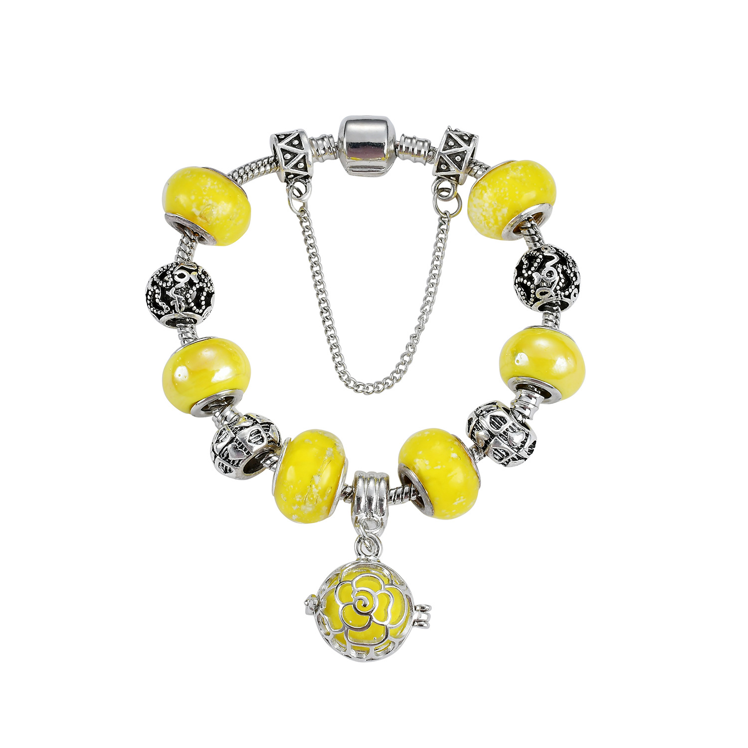 Antique Silver Plated Charm Bracelets European Big Hole Evil Eye Charms Glass Beads Perfume Locket Dangle Charms for Women Girls